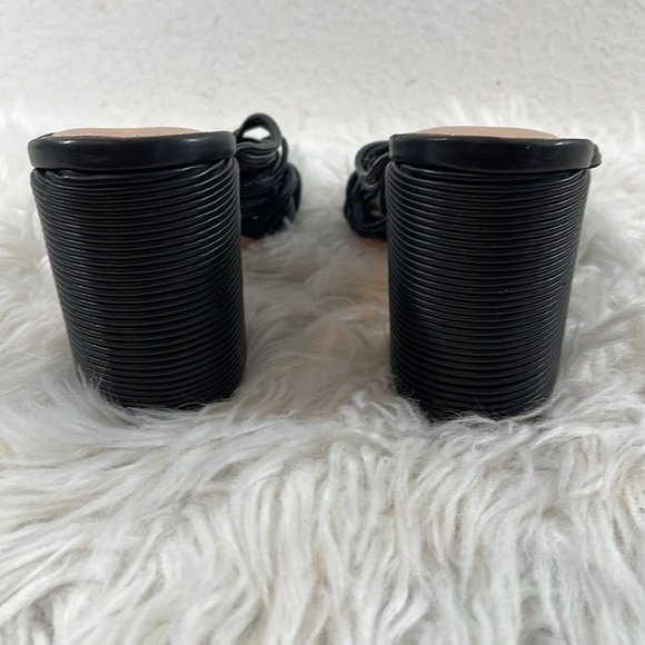 Rachel Zoe Black Odessa Block Heel Leather Strappy Mule Size 9.5 - Picture 5 of 13